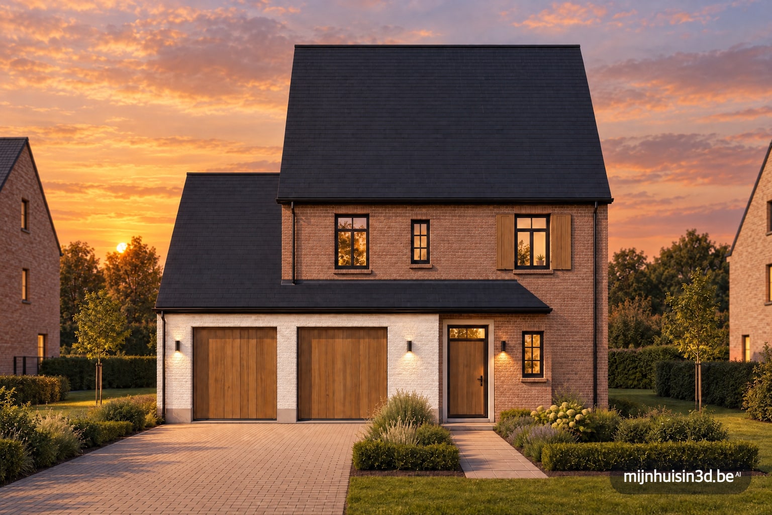 Fotorealistische 3D-render van diezelfde gevel